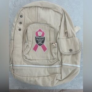 NFL Raiders Tan Backpack with Pink Ribbon